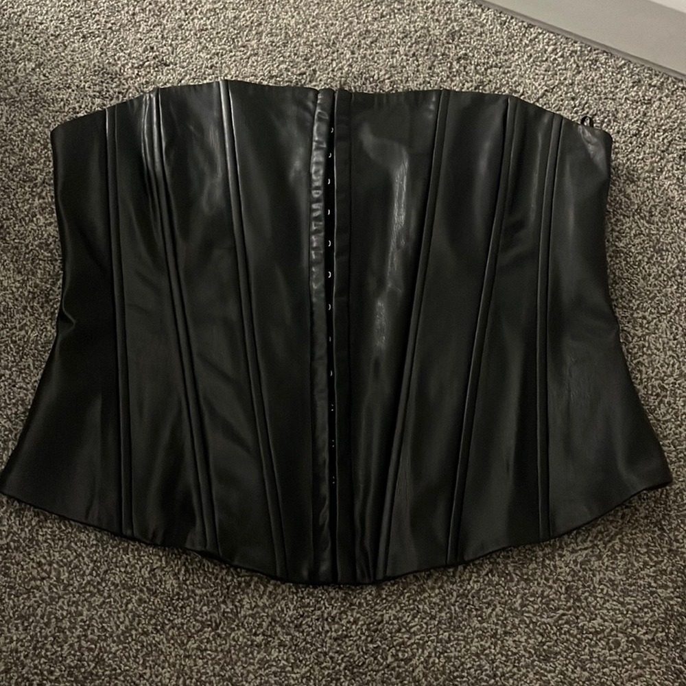 Black Leather Zara Corset
